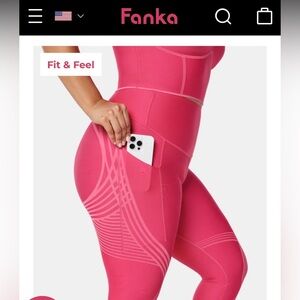 Fanka Magenta Pink High-Waisted Body Sculpt 7/8 Leggings sz S Like New